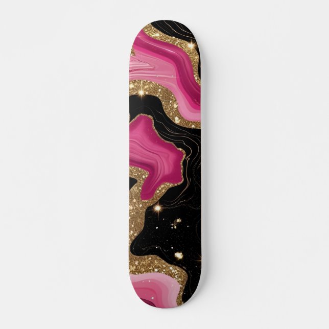 Skate Agate Dourado preto-e-rosa (Frente)