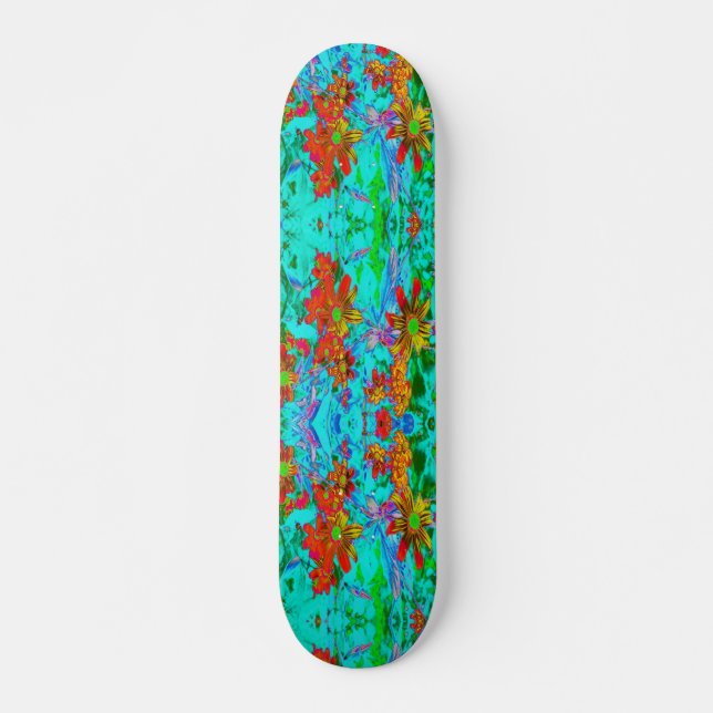Skate Água Tropical com Flores Amarelas e Laranjas (Frente)