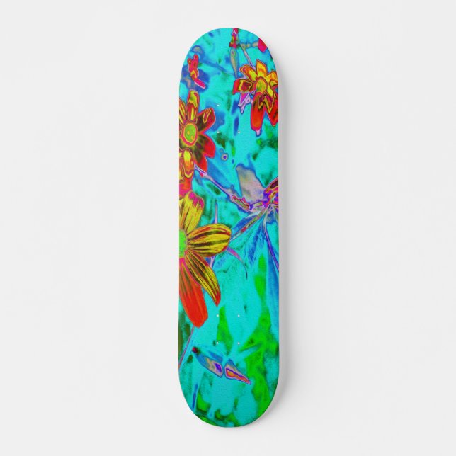 Skate Água Tropical com Flores Amarelas e Laranjas (Frente)