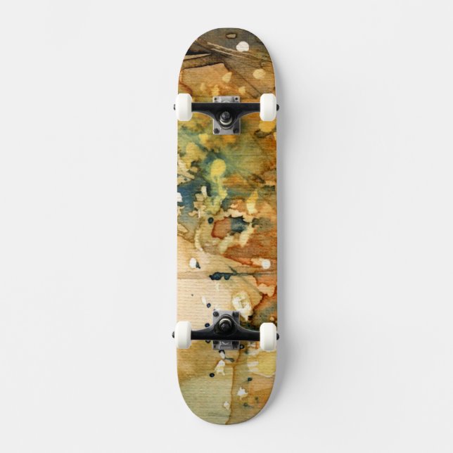 Skate Aguarela abstrata e fundo velho (Frente)