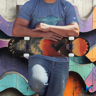 Skate Águia Majestosa no Pôr do Sol Ardente, Retro Vinta