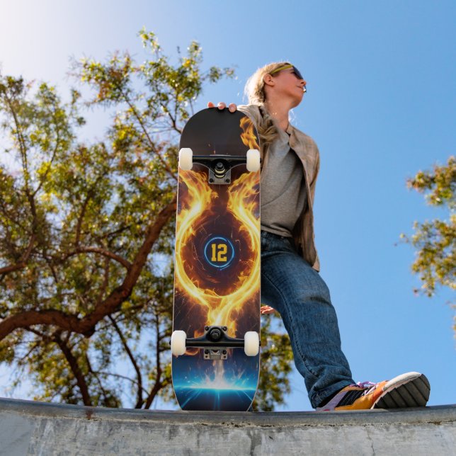 Skate Ala de Magia de Energia de Chama Laranja Azul Espo (Ao ar livre 1)