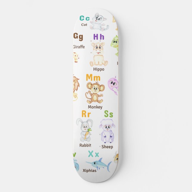 Skate Alfabeto Animal ABC Animais fofos (Frente)
