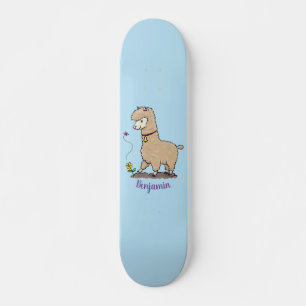 Skate Alpaca feliz e giro com cartoon de borboleta