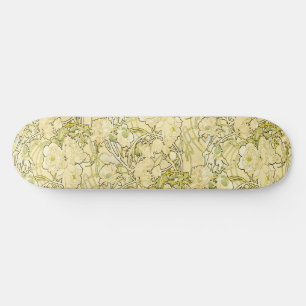 Skate Alphonse Mucha Peonias Padrão Floral Art Nouveau