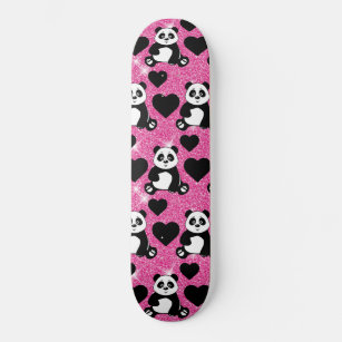 Skate Amante de os animais Panda Urso Negro Corações Ros