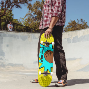 Skate Amarelo azul Yo Man What You want Mug Shot Históri