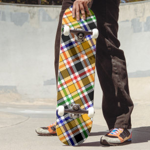 Skate Amarelo Preto Xadrez de Flanela Multicolorida Tart