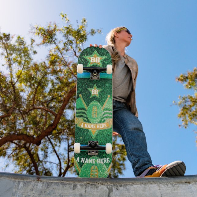 Skate American Football Jersey Colors Green Dourado Glit (Ao ar livre 1)