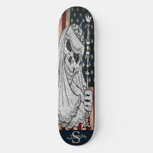 skate American SMILING GIRLY Skull