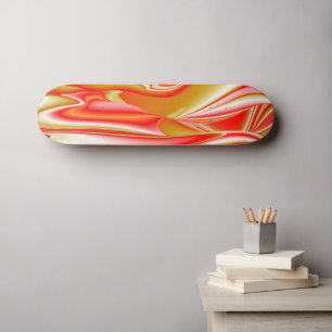Skate Amor e Ouro Arte Abstrata 3D Arco-íris