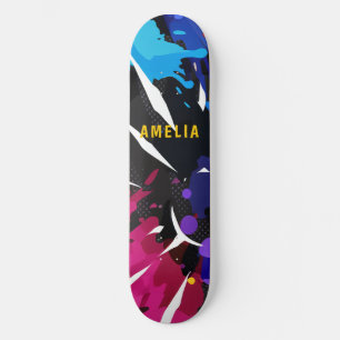 Skate Animação 2D Colorida Personalizada Roxo Preto Azul