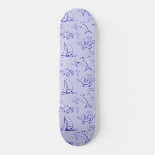 Skate Animais marinhos e padrão de desenho de uma linha