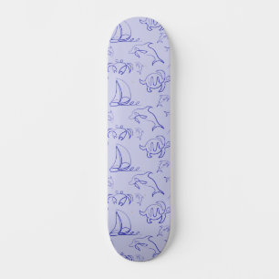Skate Animais marinhos e padrão de desenho de uma linha
