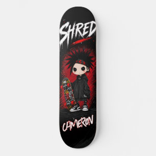 Skate Anime Japonês Personalizado Emo Vermelho e Preto