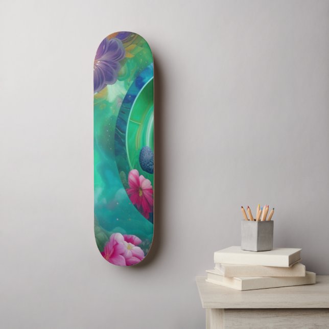 Skate Aqua Floral Abstrato subwater Garden (Arte de parede)