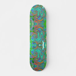 Skate Aqua, Orange e Green Groovy Abstrato Retro Art