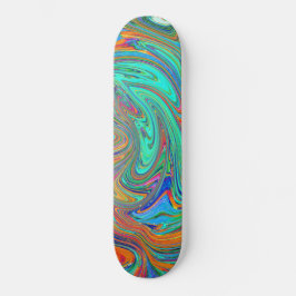 Skate Aqua, Orange e Green Groovy Abstrato Retro Art