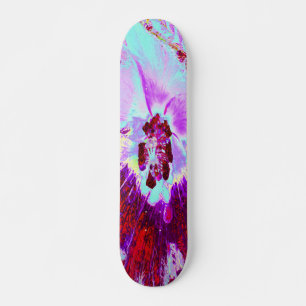 Skate Aqua tropical abstrato e flor de hibisco roxa