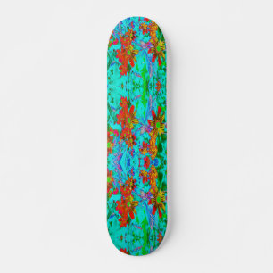 Skate Aqua Tropical com Flores Amarelas e Laranja
