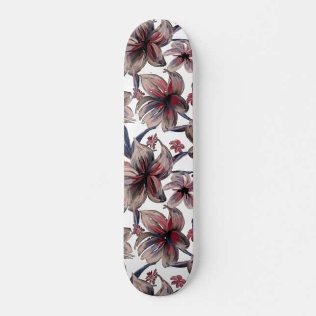 Skate Aquarelas Crimson Floral em Branco (Frente)