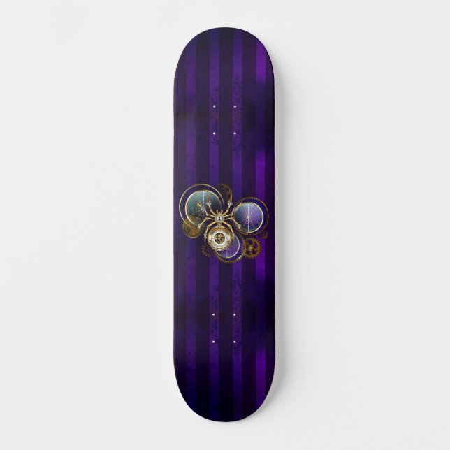 Skate Aranha Steampunk no fundo roxo (Frente)