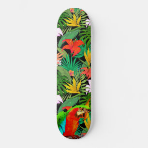 Skate Arara e Flores Multicoloridas