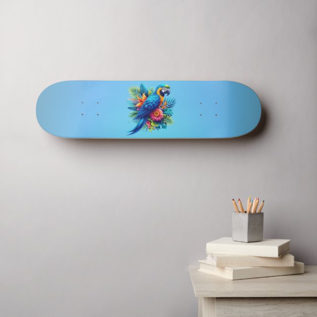 Skate Arara tropical azul-colorida (Arte de parede (Horz))