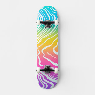 Skate Arco-íris Ombre Marmorizado Abstrato 