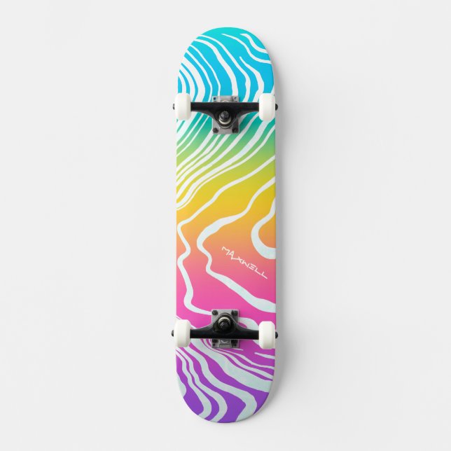 Skate Arco-íris Ombre Marmorizado Abstrato  (Frente)
