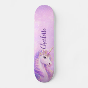 Skate Arco-íris Unicórnios Rosa Roxo Personalizado 