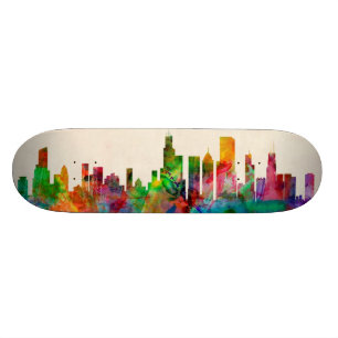 Skate Arquitectura da cidade da skyline de Chicago