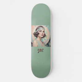 Skate Art Deco Inspirou Lady Retro Elegante Monograma