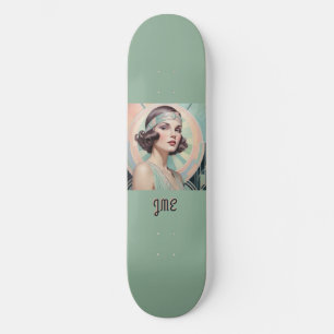 Skate Art Deco Inspirou Lady Retro Elegante Monograma