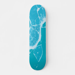 Skate Arte Abstrata de Gelo Quebrado em Azul Teal Claro