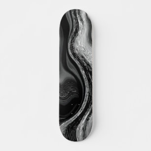 Skate Arte abstrata de onda preta e branca