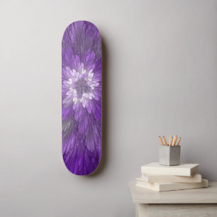 Skate Arte abstrata fractal de flor roxa psicodélica