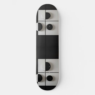Skate Arte Abstrata Geométrica Minimalista em Preto e Br