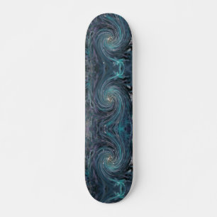 Skate Arte Abstrata Legal com Redemoinho Cósmico Preto e