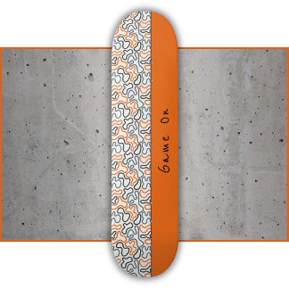 Skate Arte Abstrata Linha Orgânica Laranja Branco Paixão