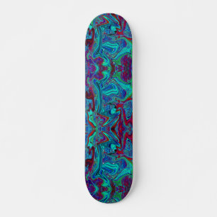 Skate Arte Abstrata Retro Groovy em Azul e Vermelho