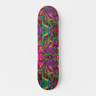 Skate Arte Abstrata Rosa Quente Marmorizada e Verde Espu