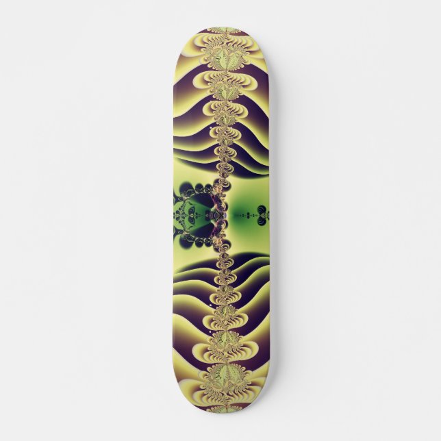 Skate Arte Abstrata Simetria Fractal Verde Lima (Frente)
