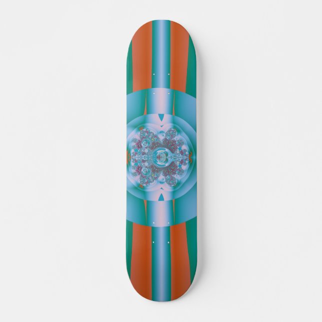 Skate Arte Abstrato Coral Aquático Futurista Retrô (Frente)