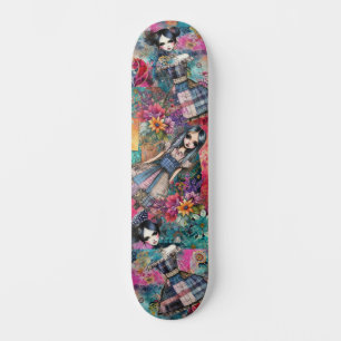 Skate Arte Colorida da Rua Urbana Girly Floral Inspirada