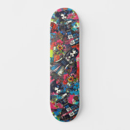 Skate Arte Colorida da Rua Urbana Girly Floral Inspirada