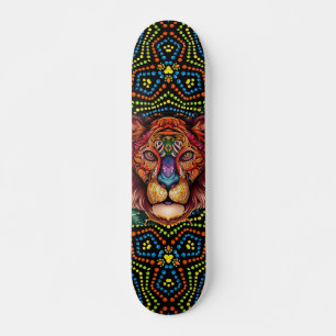 Skate Arte Colorida de Cabeça de Animal Boho e Pontos em