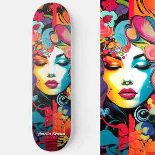 Skate Arte Colorida de Rua Vibrante Edgy Inspirada