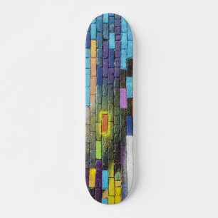 Skate Arte Colorida de Tijolo Abstrato