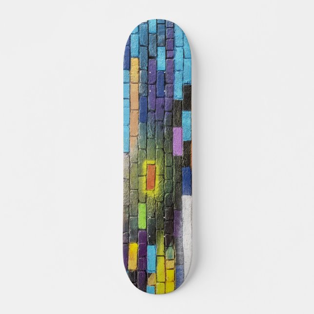 Skate Arte Colorida de Tijolo Abstrato (Frente)
